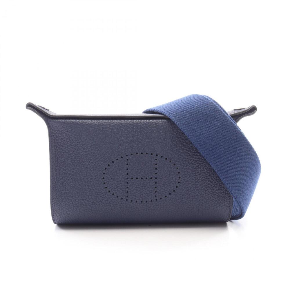 Hermes HERMES Vid Poche Shoulder Bag Handbag Leather Togo Women's Blue
